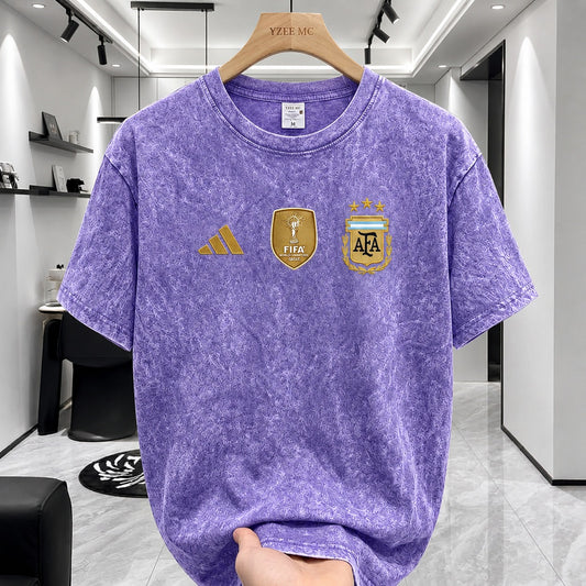 Acid Wash Drop Shoulder T-Shirt | Argentina FIFA Edition