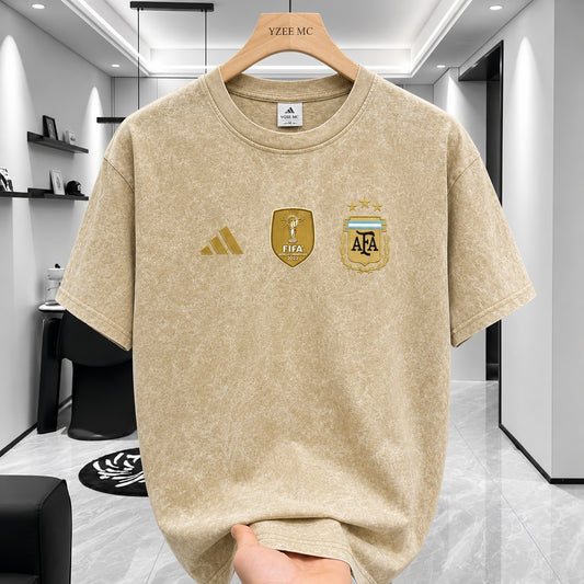 Acid Wash Drop Shoulder T-Shirt | Argentina FIFA World Champion Edition
