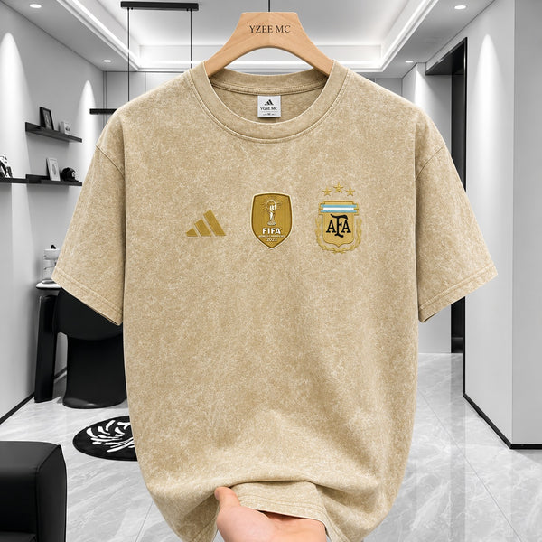 Acid Wash Drop Shoulder T-Shirt | Argentina FIFA World Champion Edition
