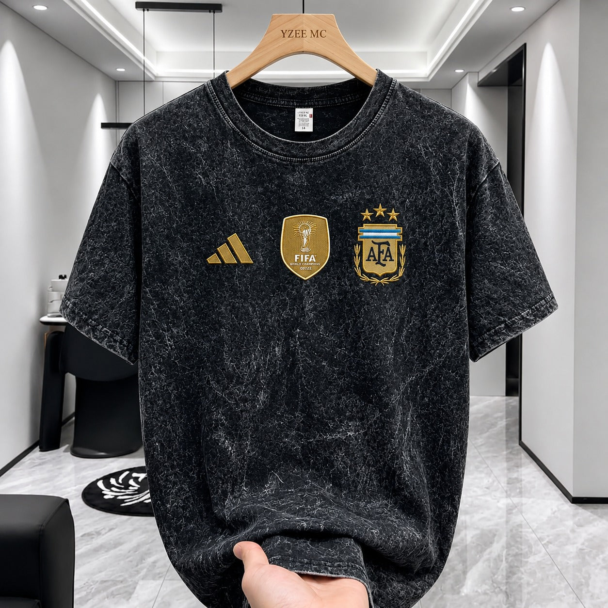 Acid Wash Drop Shoulder T-Shirt | Argentina FIFA Edition